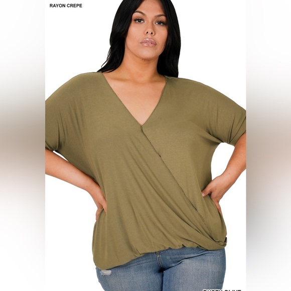 Zenana Outfitters Tops - NWT! PLUS RAYON SPAN CREPE LAYERED-LOOK TOP LIGHTWEIGHT ONLY IN DUSTY OLIVE